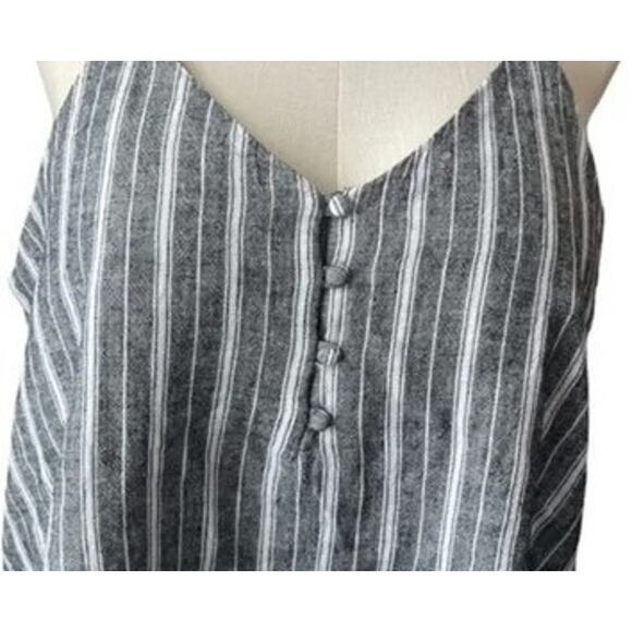Abound Spaghetti Strap Button Front Crop Cami Top Sz XXS Black/White Stripes NWT - Picture 3 of 6